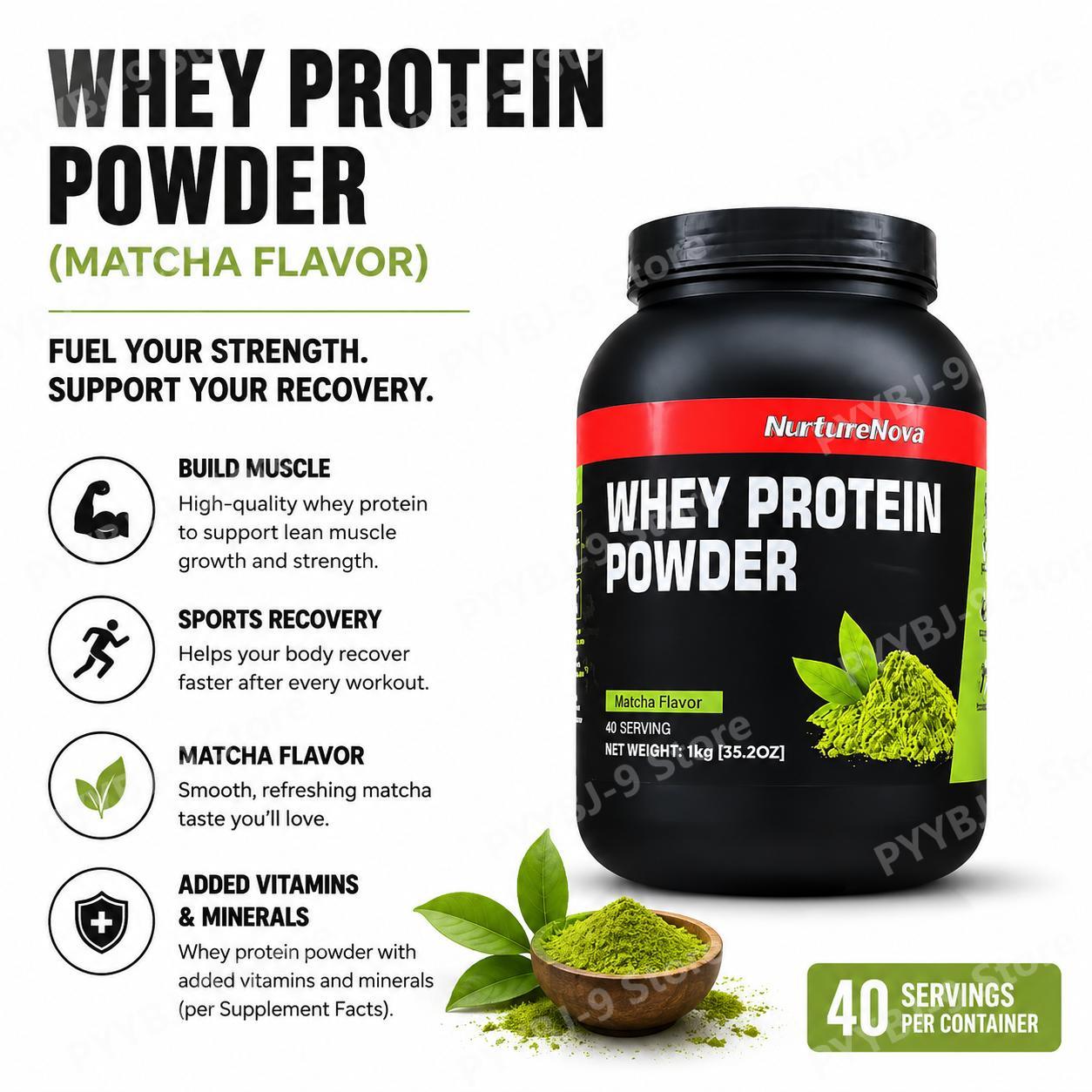 Fitness With Nutrition - NurtureNova Whey Protein Tozu Matcha Aromalı